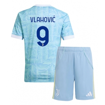 Billige Fotballdrakt Juventus Dusan Vlahovic #9 Replika Bortedraktsett Barn 2025-26 Kortermet (med bukser)